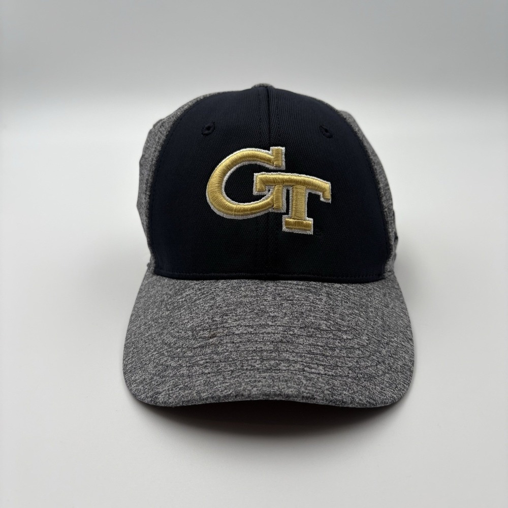 Russell Athletic Georgia Tech Yellow Jackets Hat Gray Black Stretch One Fit Cap